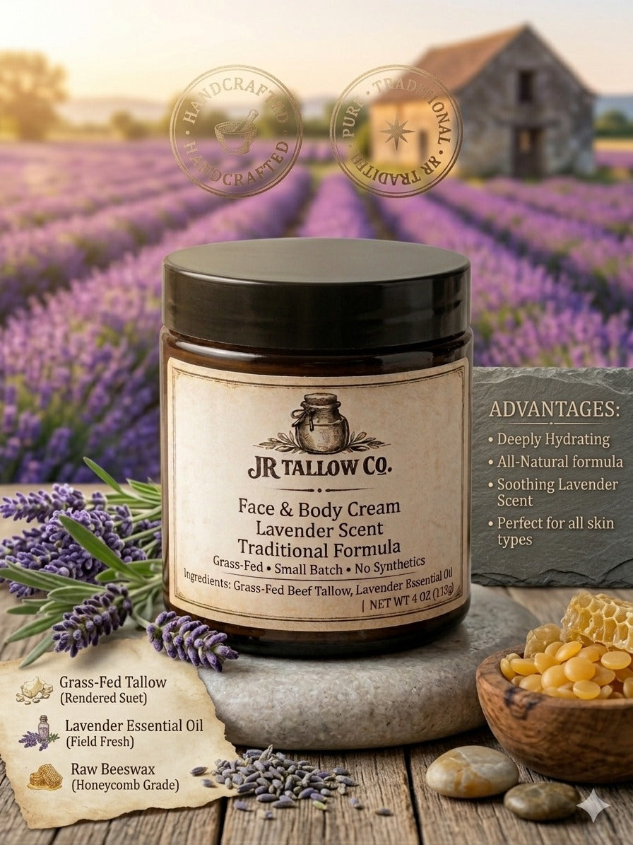 JR Tallow Co. Natural Face Balm – 100% Pure Grass-Fed Moisturizer