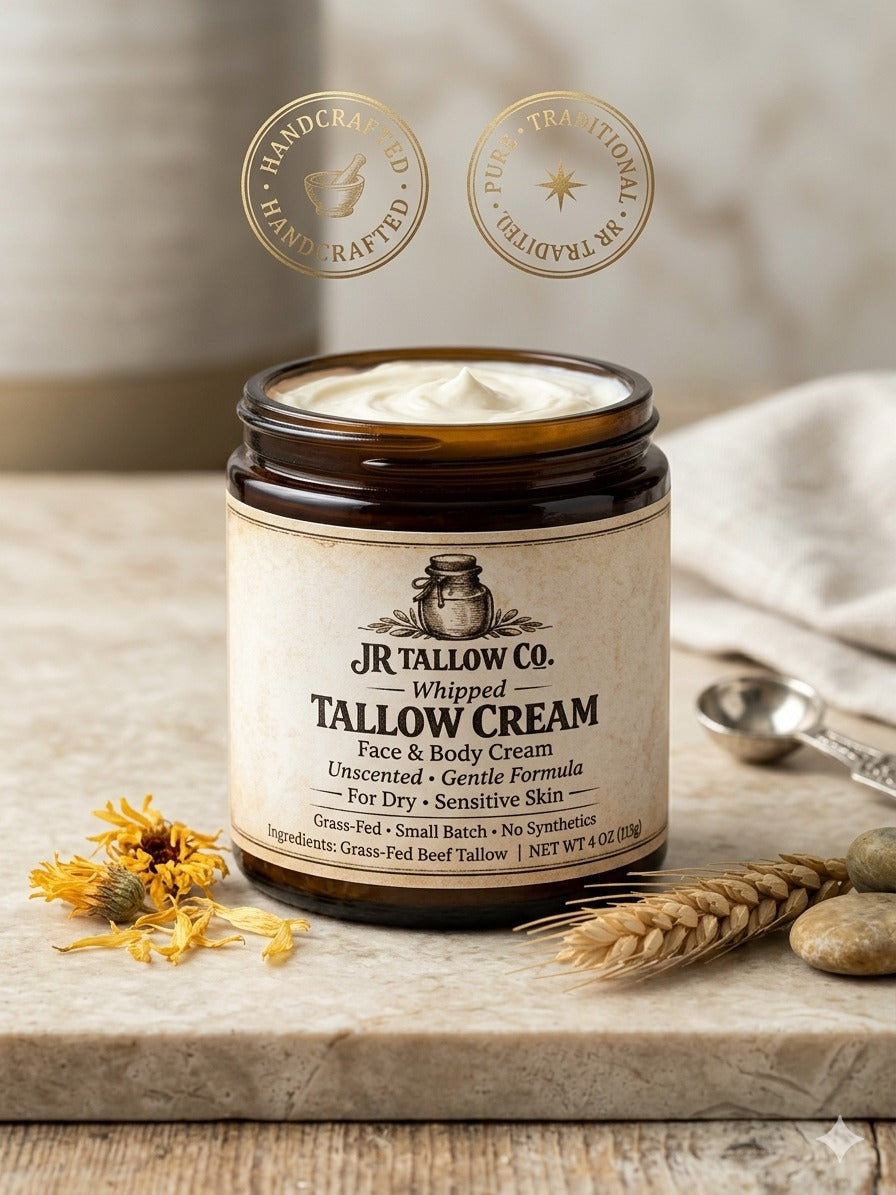JR Tallow Co. Natural Face Balm – 100% Pure Grass-Fed Moisturizer